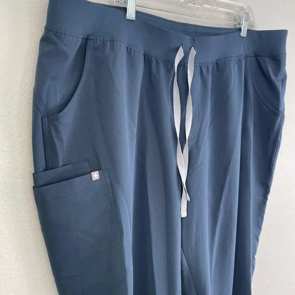 FIGS Kade Scrub Pants‎ Mens Big 4X Blue Technical Collection Cargo Relaxed Fit